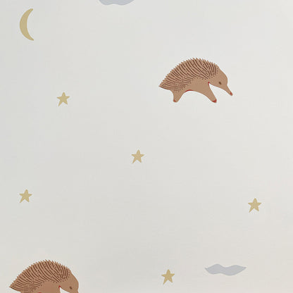 Wall stickers of hedgehogs and stars on a light gray background